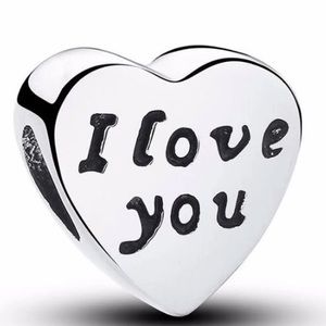 I love you Heart Charm in silver